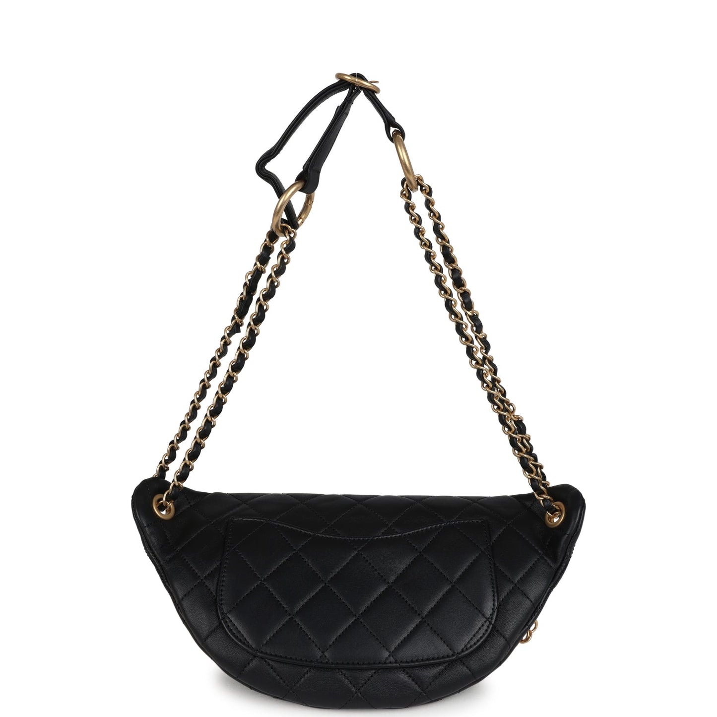 Chanel All About Chain Waist Bag Black Lambskin Antique Gold Hardware