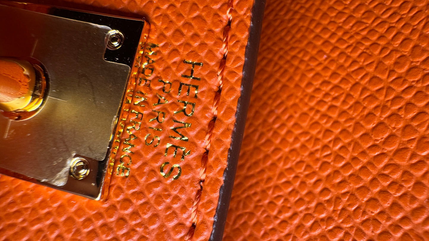 Hermès Kelly 20 Orange Mini Bag – Epsom Leather Gold HW