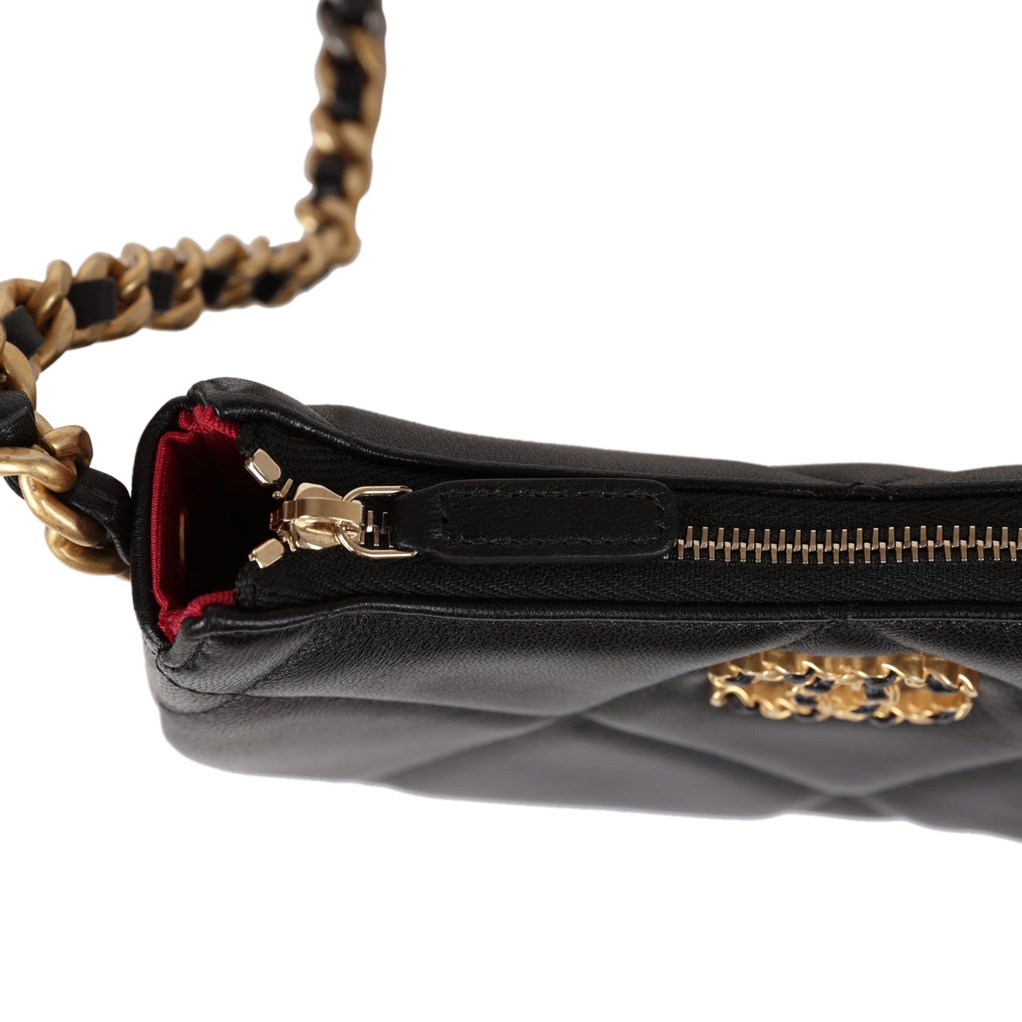 Chanel 19 Hobo Chain Clutch Bag Black Calfskin Mixed Metal Hardware