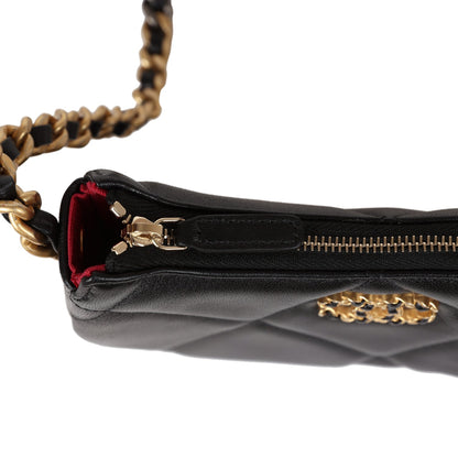 Chanel 19 Hobo Chain Clutch Bag Black Calfskin Mixed Metal Hardware