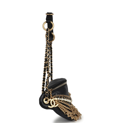 Chanel All About Chain Waist Bag Black Lambskin Antique Gold Hardware