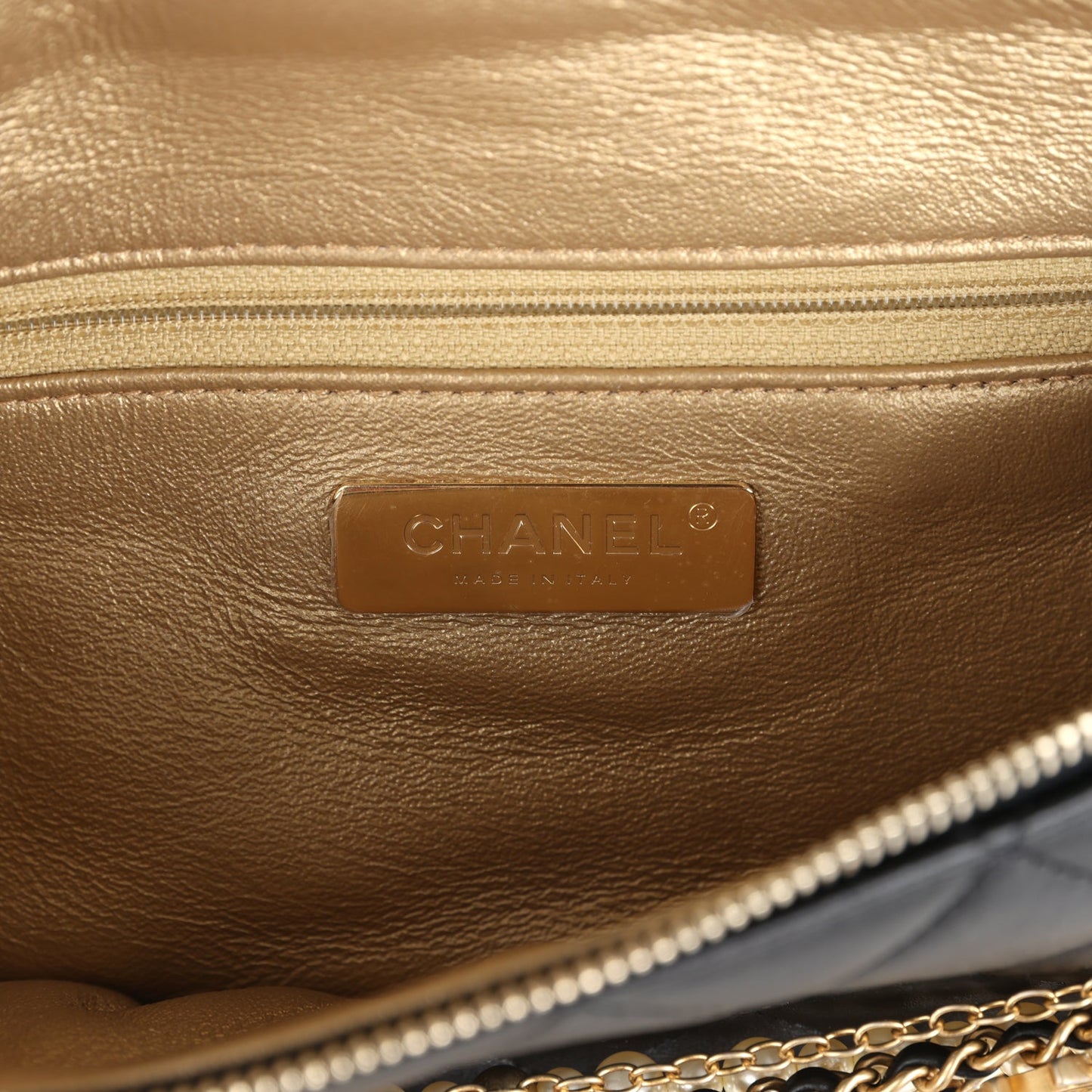Chanel All About Chain Waist Bag Black Lambskin Antique Gold Hardware