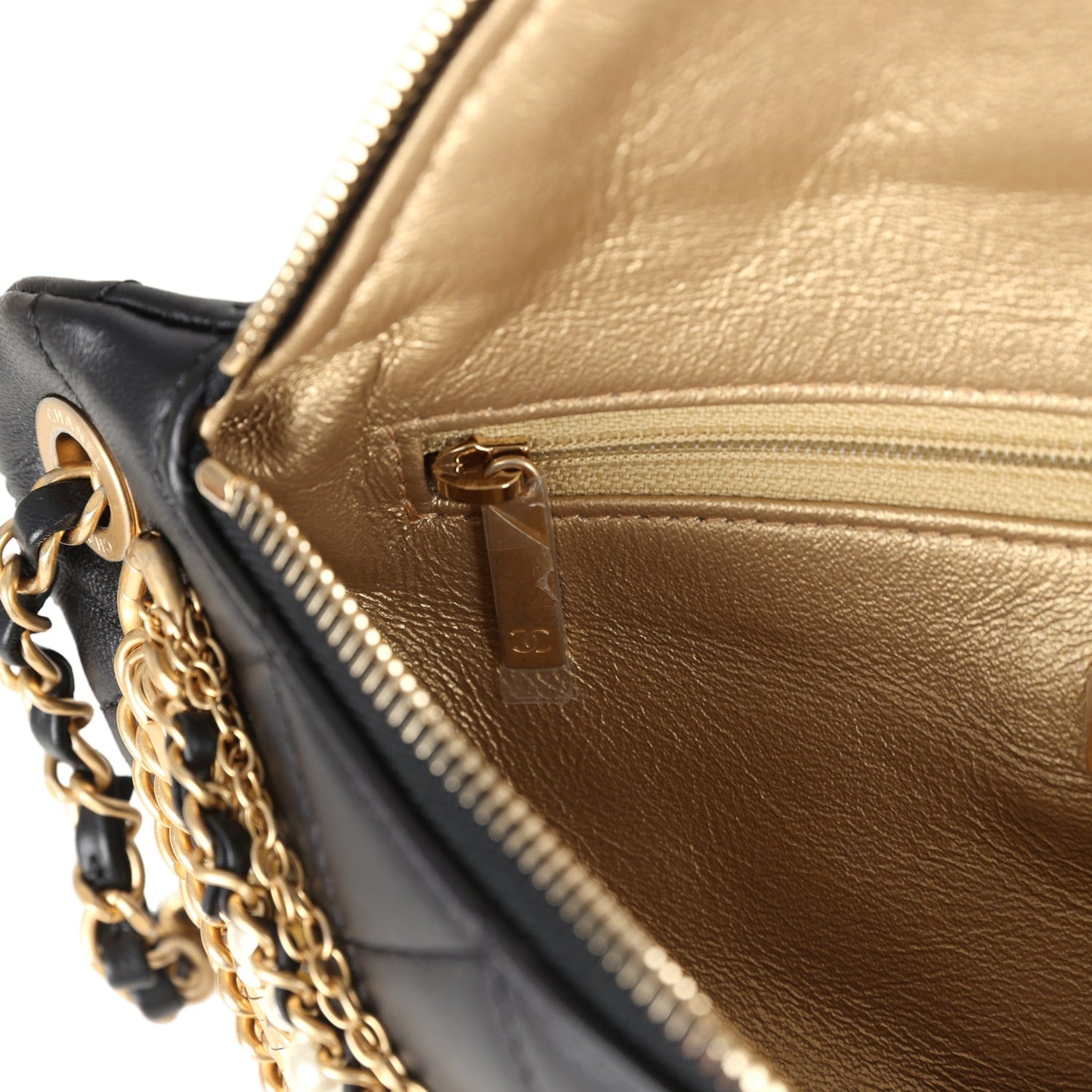 Chanel All About Chain Waist Bag Black Lambskin Antique Gold Hardware